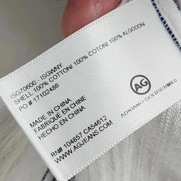 Ag Adriano Goldschmied Striped short sleeve crewneck slit blouse S - Picture 6 of 7